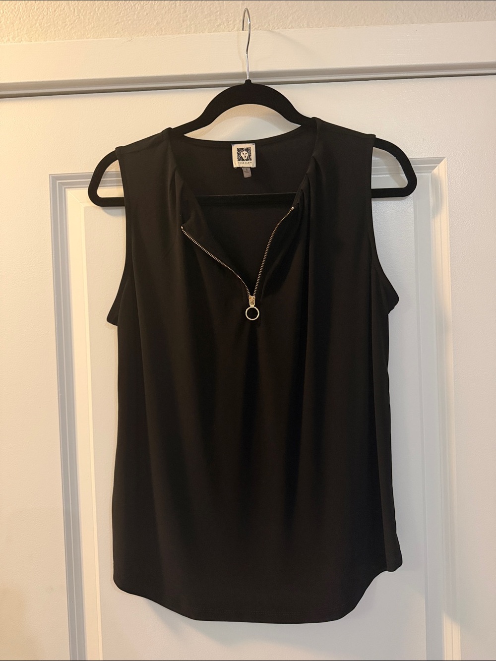 Anne Klein Black Sleeveless Zip-Front Too